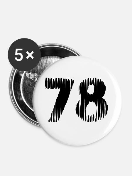 78 Zahl Trikot - Buttons klein 25 mm (5er Pack) - Weiß