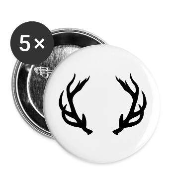 Schwarzes Hirschgeweih, natürliche Zeichnung - Buttons klein 25 mm (5er Pack) - Weiß - Vorne