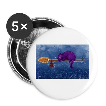 Fliegende Katze - Buttons klein 25 mm (5er Pack) - Weiß - Vorne
