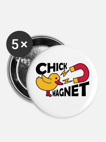 Casanova Chick Magnet Frauenheld - Buttons klein 25 mm (5er Pack) - Weiß