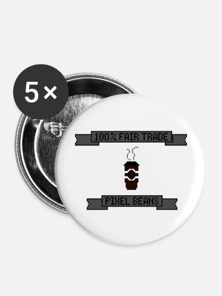 8-Bit Retro Coffee - Buttons klein 25 mm (5er Pack) - Weiß