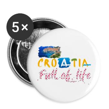 Croatia Croatian Hrvatska Croatia Croats Croat - Buttons small 1''/25 mm (5-pack) - white - Front