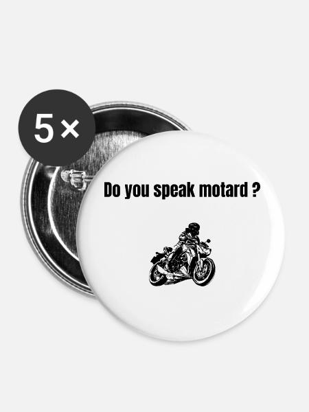 Sprichst du Biker? - Buttons klein 25 mm (5er Pack) - Weiß