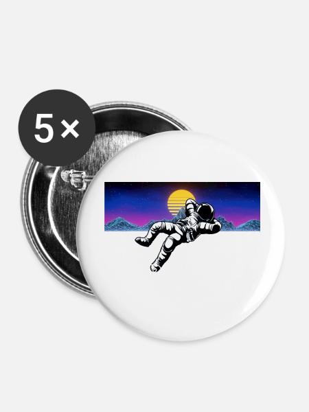 Retro Space Design - Buttons klein 25 mm (5er Pack) - Weiß