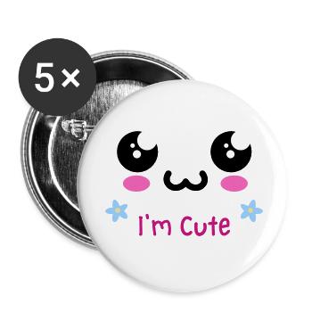 Cute Design - Buttons small 1''/25 mm (5-pack) - white - Front
