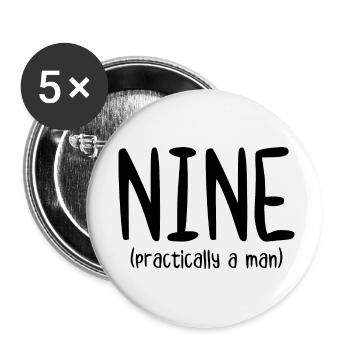 Neun praktisch ein Mann - Buttons klein 25 mm (5er Pack) - Weiß - Vorne