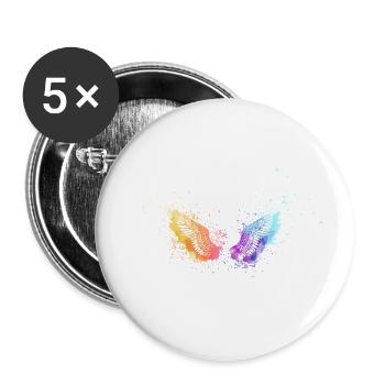 angelwings,wings,watercolor,colorful,angel wings - Buttons small 1''/25 mm (5-pack) - white - Front