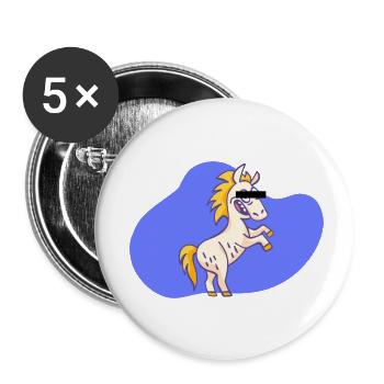 Dessin animé Licorne - Lot de 5 petits badges (25 mm) - blanc - Devant