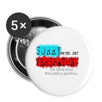 verspätung baustelle schwarz - Buttons klein 25 mm (5er Pack) - Weiß - Vorne