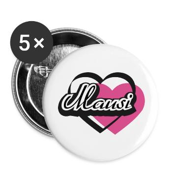 Kosename Mausi Herz - Buttons klein 25 mm (5er Pack) - Weiß - Vorne