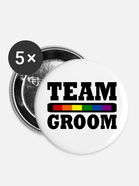 Team groom - Buttons klein 25 mm (5er Pack) - Weiß