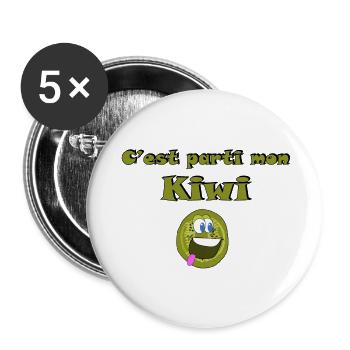 C est parti mon Kiwi - Lot de 5 petits badges (25 mm) - blanc - Devant