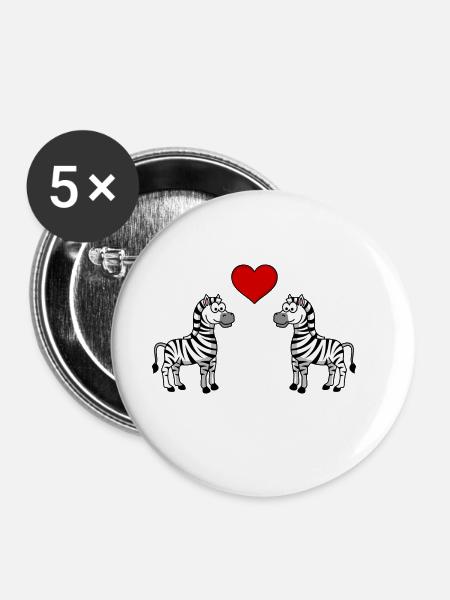 Zebra Comic Paar Liebe - Buttons klein 25 mm (5er Pack) - Weiß