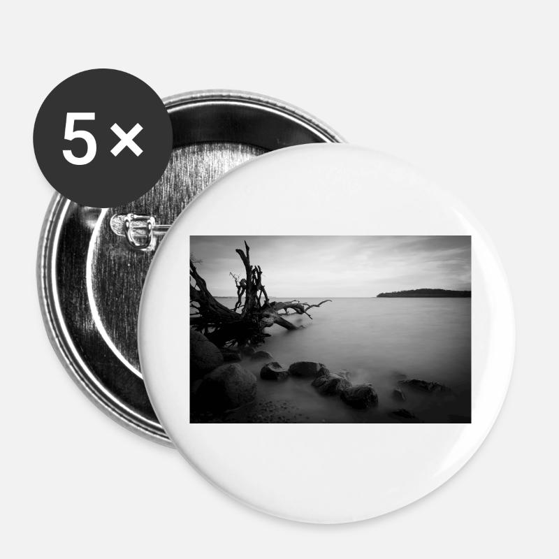 Rügischer Bodden - Buttons klein 25 mm (5er Pack) - Weiß