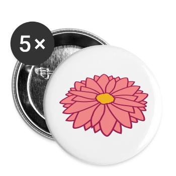 Hübsche bunte Blume Design - Buttons klein 25 mm (5er Pack) - Weiß - Vorne