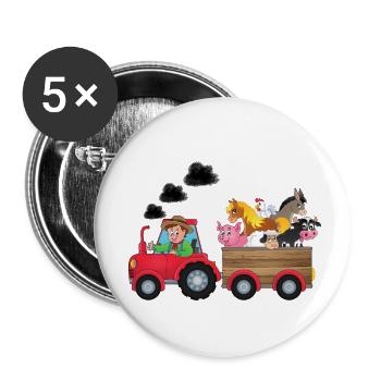 Tractor with animals Baby clothes Children's clothes - Buttons small 1''/25 mm (5-pack) - white - Front