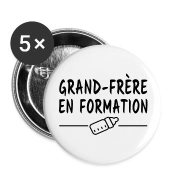 grand-frère en formation / futur grand-frère - Lot de 5 petits badges (25 mm) - blanc - Devant