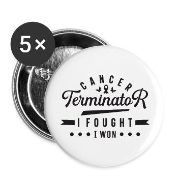 Sensibilisation au cancer du sein - Lot de 5 petits badges (25 mm) - blanc - Devant