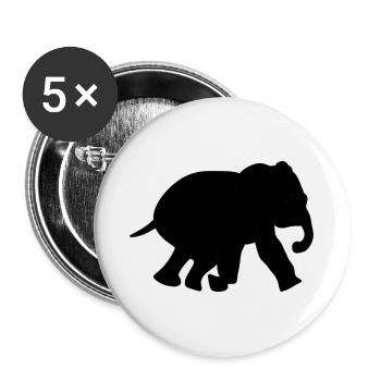 Elefant Symbol Tier - Buttons klein 25 mm (5er Pack) - Weiß - Vorne