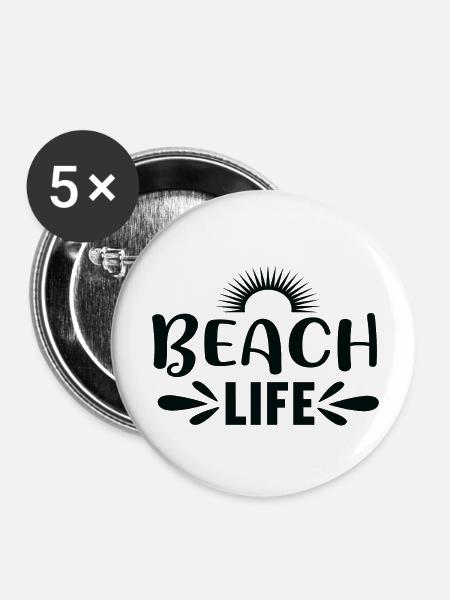 Beach Life - Buttons klein 25 mm (5er Pack) - Weiß