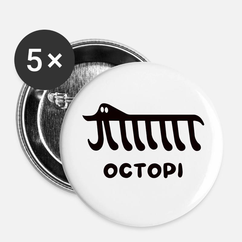 Mathematik Pi - Octopi - Buttons klein 25 mm (5er Pack) - Weiß