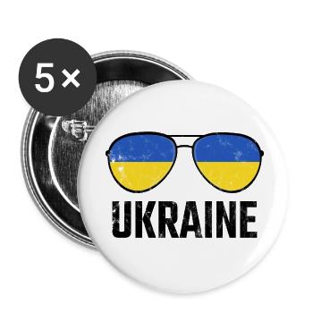 Ukraine Ukraina Slava Ukraine Sunglasses Flag - Buttons small 1''/25 mm (5-pack) - white - Front