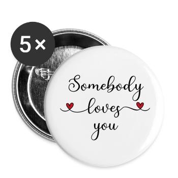 Quelqu’un vous aime - Lot de 5 petits badges (25 mm) - blanc - Devant