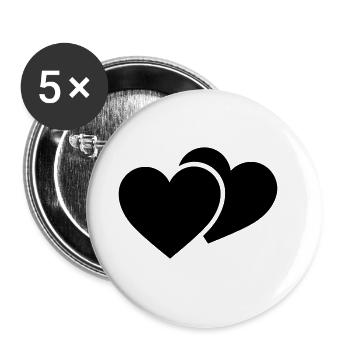 Herzen Symbol - Buttons klein 25 mm (5er Pack) - Weiß - Vorne