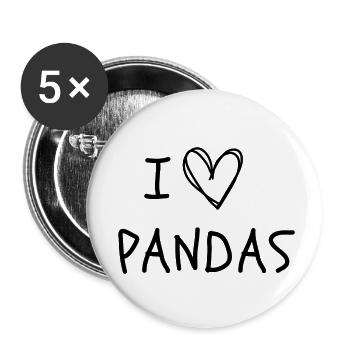 I love pandas - Buttons small 1''/25 mm (5-pack) - white - Front