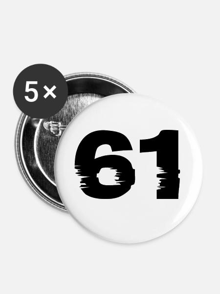 61 Zahl - Buttons klein 25 mm (5er Pack) - Weiß