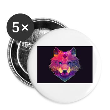 Loup polygonal - Lot de 5 petits badges (25 mm) - blanc - Devant