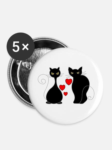 Katzen - Buttons klein 25 mm (5er Pack) - Weiß