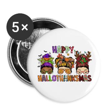 Frohe Hallothanksmas - Buttons klein 25 mm (5er Pack) - Weiß - Vorne