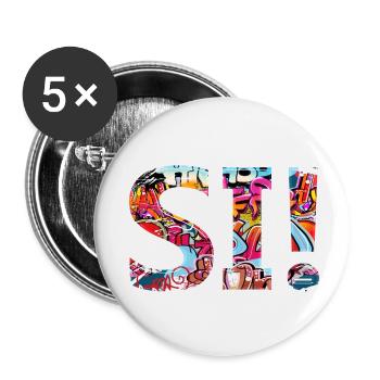 oui chante drôle pas de fille féminisme appliquer toujours - Lot de 5 petits badges (25 mm) - blanc - Devant
