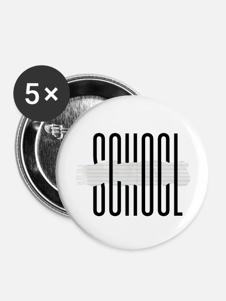 School - Buttons klein 25 mm (5er Pack) - Weiß