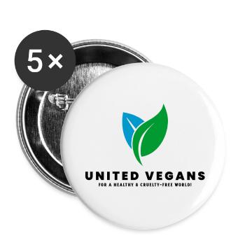 UNITED VEGANS - Marque officielle (noir) - Lot de 5 petits badges (25 mm) - blanc - Devant