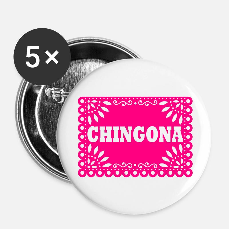 Chingona - Buttons klein 25 mm (5er Pack) - Weiß
