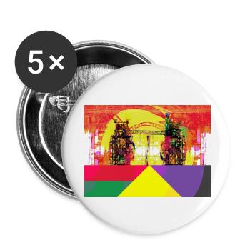Industriekultur des Ruhrgebiets, Stahlwerk - Buttons klein 25 mm (5er Pack) - Weiß - Vorne