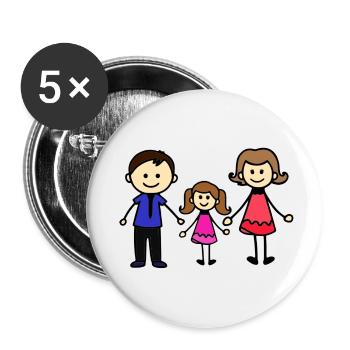 famille famille parents fille corka - Lot de 5 petits badges (25 mm) - blanc - Devant