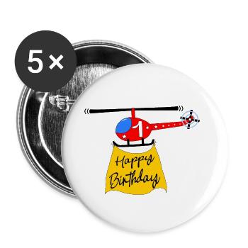 Helicopter Happy Birthday 1 - Buttons small 1''/25 mm (5-pack) - white - Front