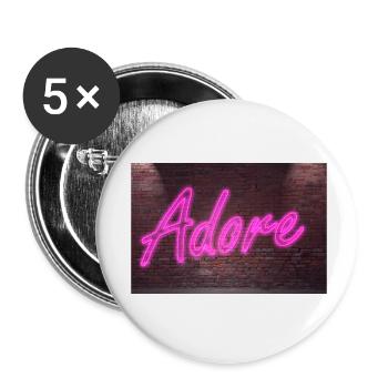 Neon adore lettering on Brick Wall at night - Buttons small 1''/25 mm (5-pack) - white - Front