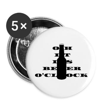 Oh c’est de la bière o horloge - Lot de 5 petits badges (25 mm) - blanc - Devant