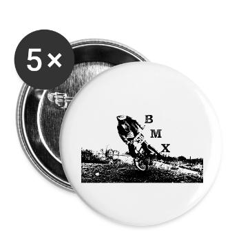 BMX Race Racing MTB Motocross - Buttons klein 25 mm (5er Pack) - Weiß - Vorne