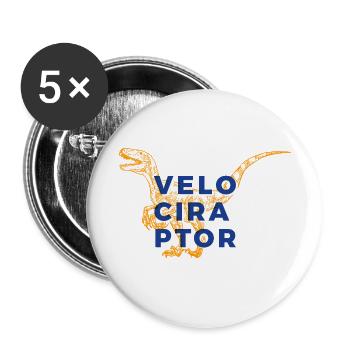 Dinosaurier Velociraptor prähistorisch Urzeit - Buttons klein 25 mm (5er Pack) - Weiß - Vorne