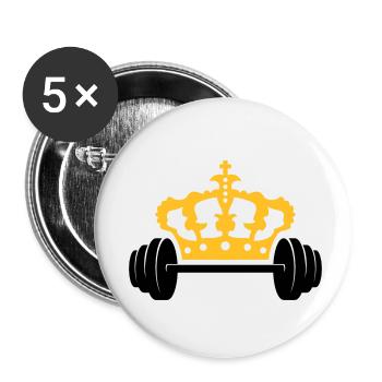 Krone Hantel Logo Design - Buttons klein 25 mm (5er Pack) - Weiß - Vorne