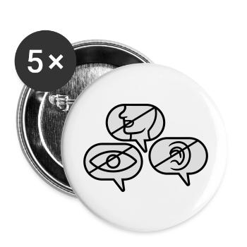 Nicht Sehen Sprechen Hören - Buttons klein 25 mm (5er Pack) - Weiß - Vorne