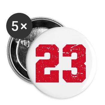 23 nombre 23 ans - Lot de 5 petits badges (25 mm) - blanc - Devant