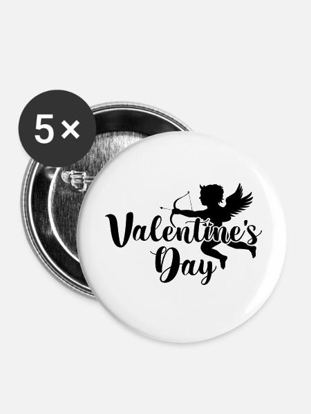 Valentine´s Day - Buttons klein 25 mm (5er Pack) - Weiß