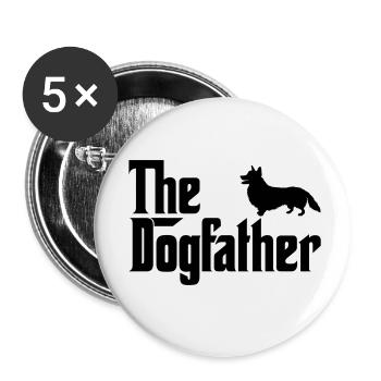 Corgi Dogfather Dog Lover Godfather Style - Buttons small 1''/25 mm (5-pack) - white - Front