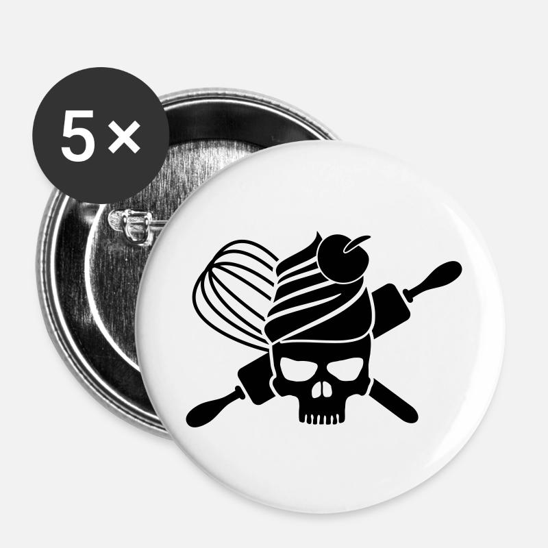 Cupcake skull - Buttons small 1''/25 mm (5-pack) - white